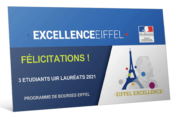 3 UIRistes lauréats de la Bourse d'excellence Eiffel