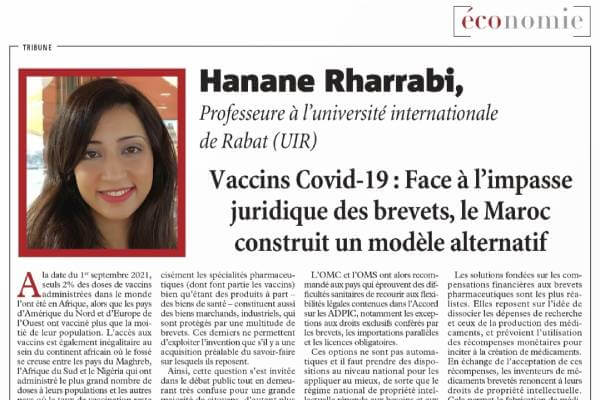 Publication sur la stratégie marocaine de gestion des vaccins Covid-19