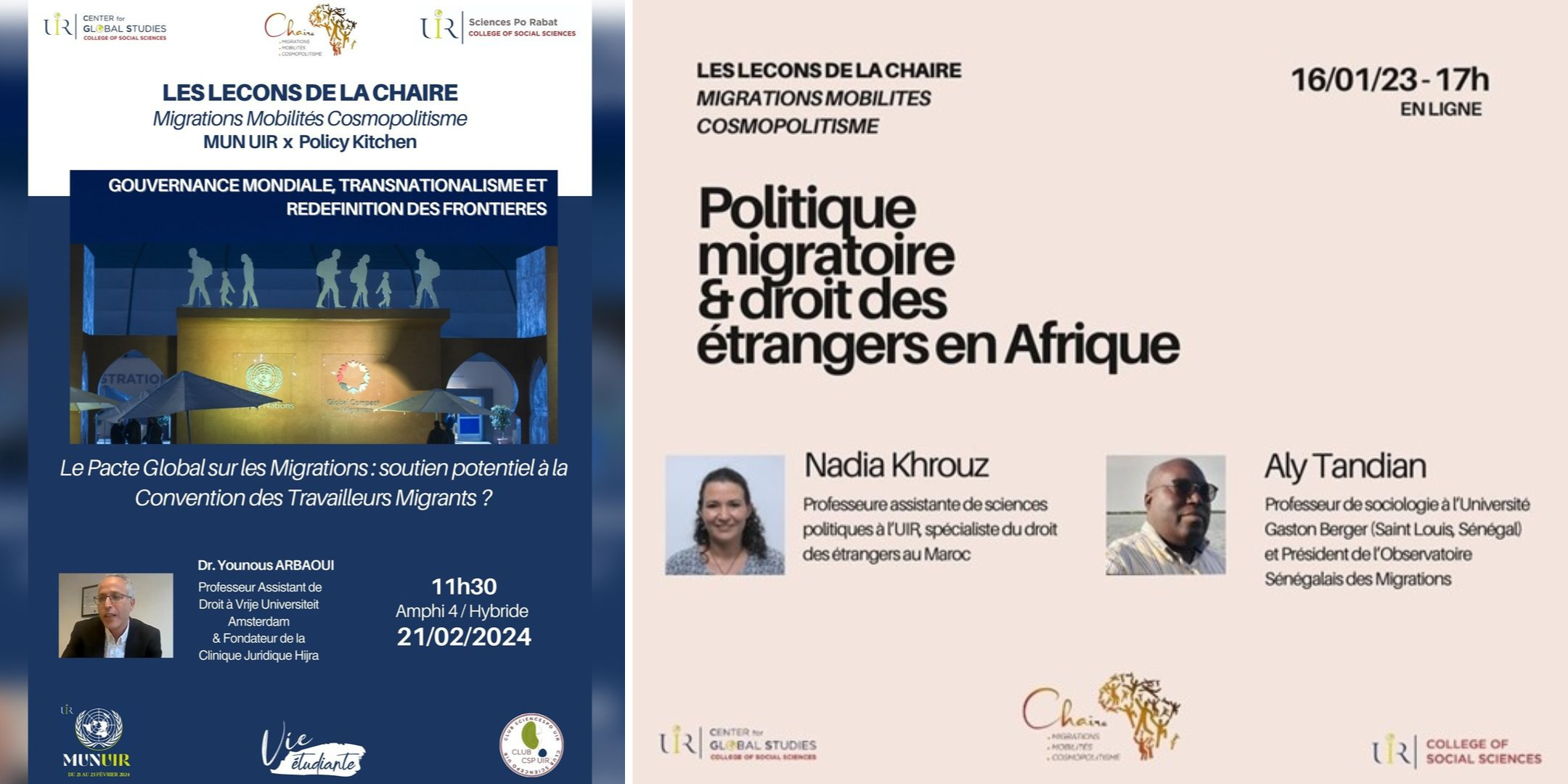 [La Chaire Migrations Mobilités Cosmopolitisme] Activités réalisées durant la période : janvier, février